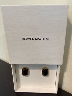 Heaven Mayhem Black and Gold-Tone Stud Earrings